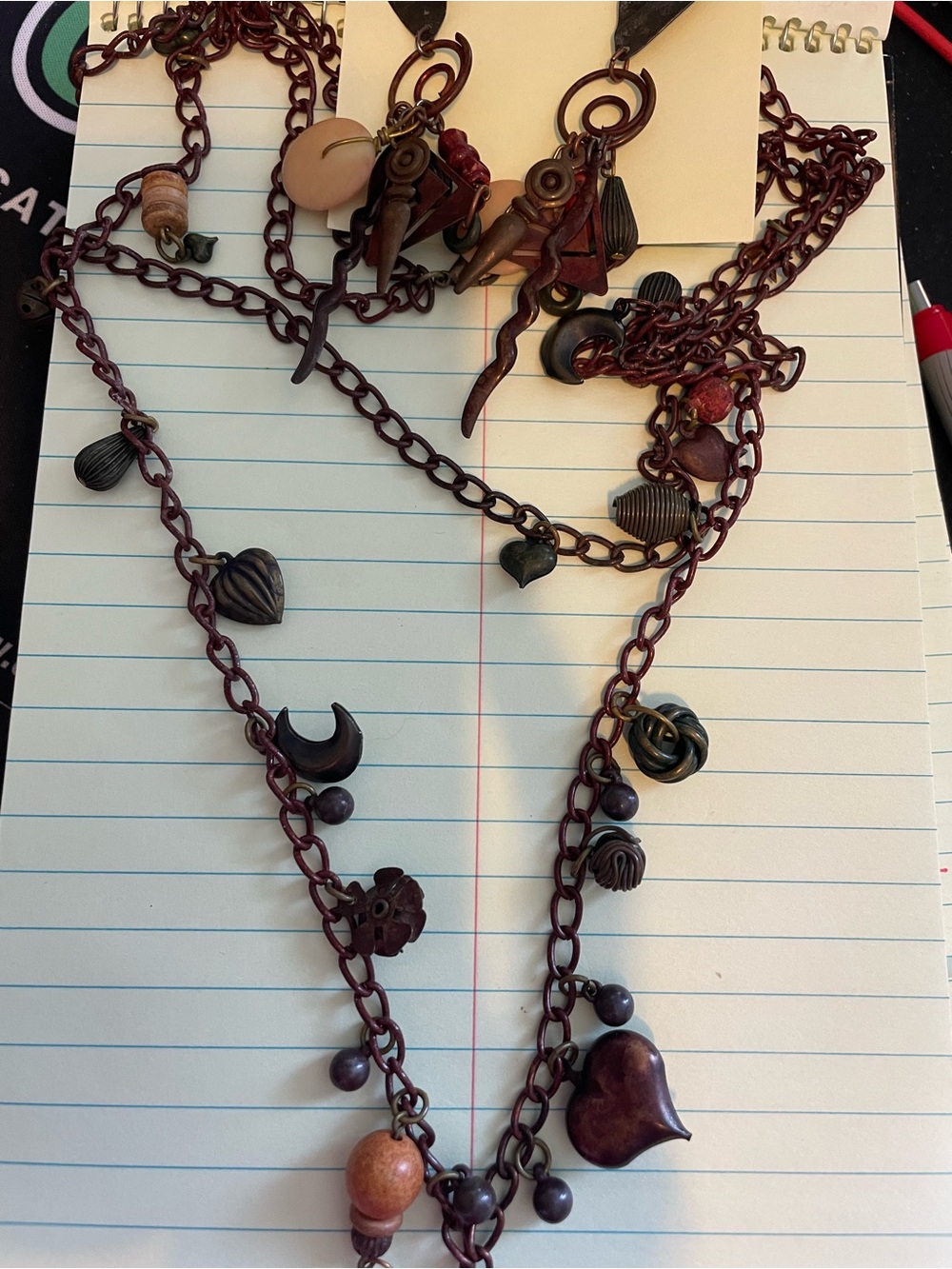 Premier Designs Burgundy Multi-Charm Long Necklace